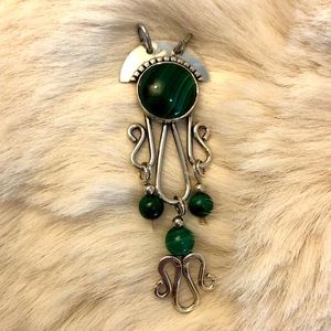 Sterling Silver and Malachite Pendant